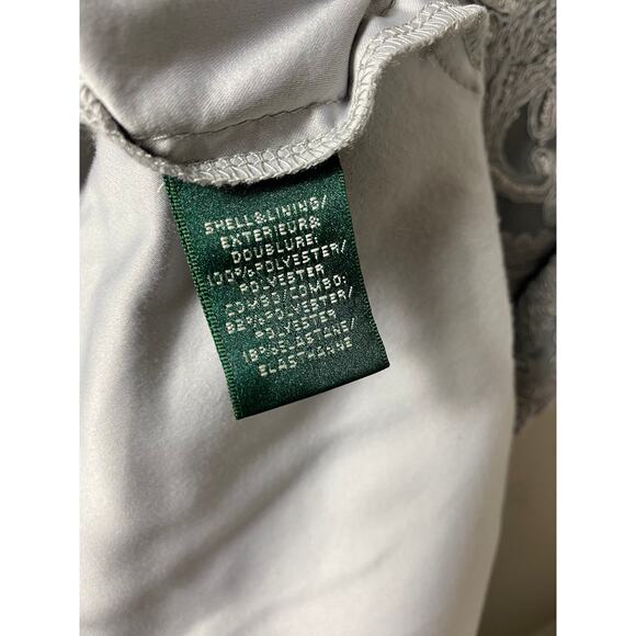 LAUREN RALPH LAUREN DRESS GOWN 4 GRAY LACE FLORAL EMBROIDERED MAXI LONG PAISLEY - Picture 4 of 13